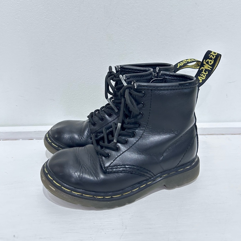 Dr Martens Toddler Black‎ Leather Lace Up Boots Combat Boots Size 9